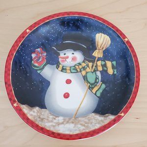 Decorative Christmas Snow Man Plate From Studio 33